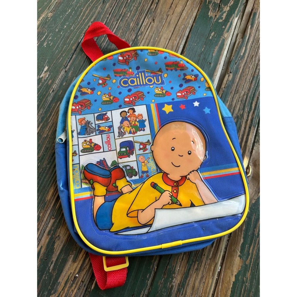 Vintage Caillou Mini Backpack Blue Red Yellow Kids Toddler School Bag A3600